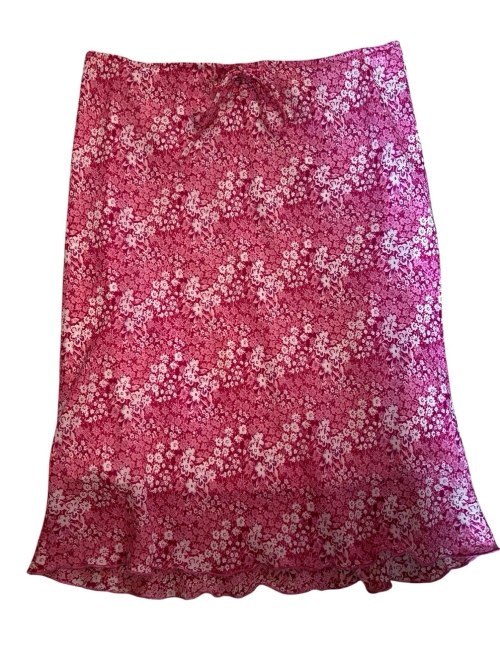 Y2K Fashion Bug Skirt Women’s Pink Floral A-Line Midi Casual Large Vintage